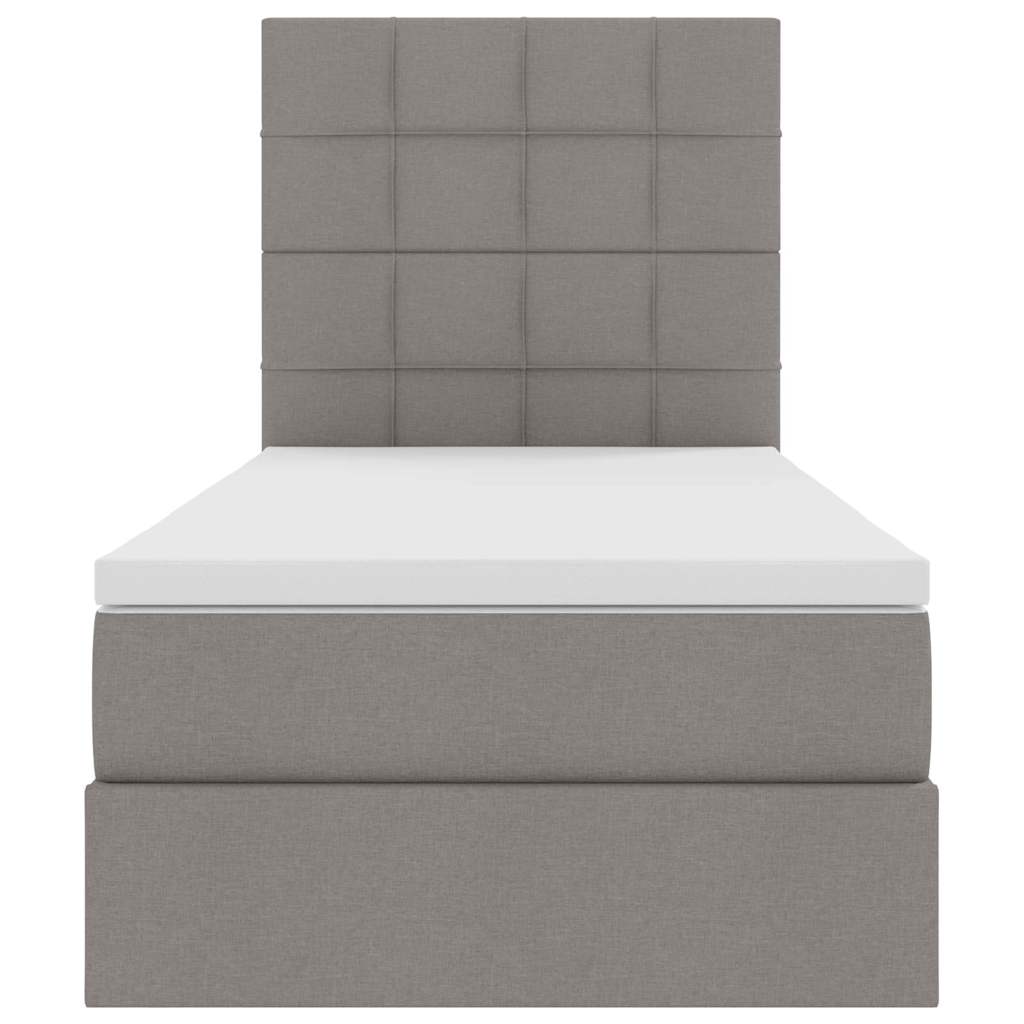Lit avec rangement et matelas Taupe 90 x 200 cm tissu - XIOS