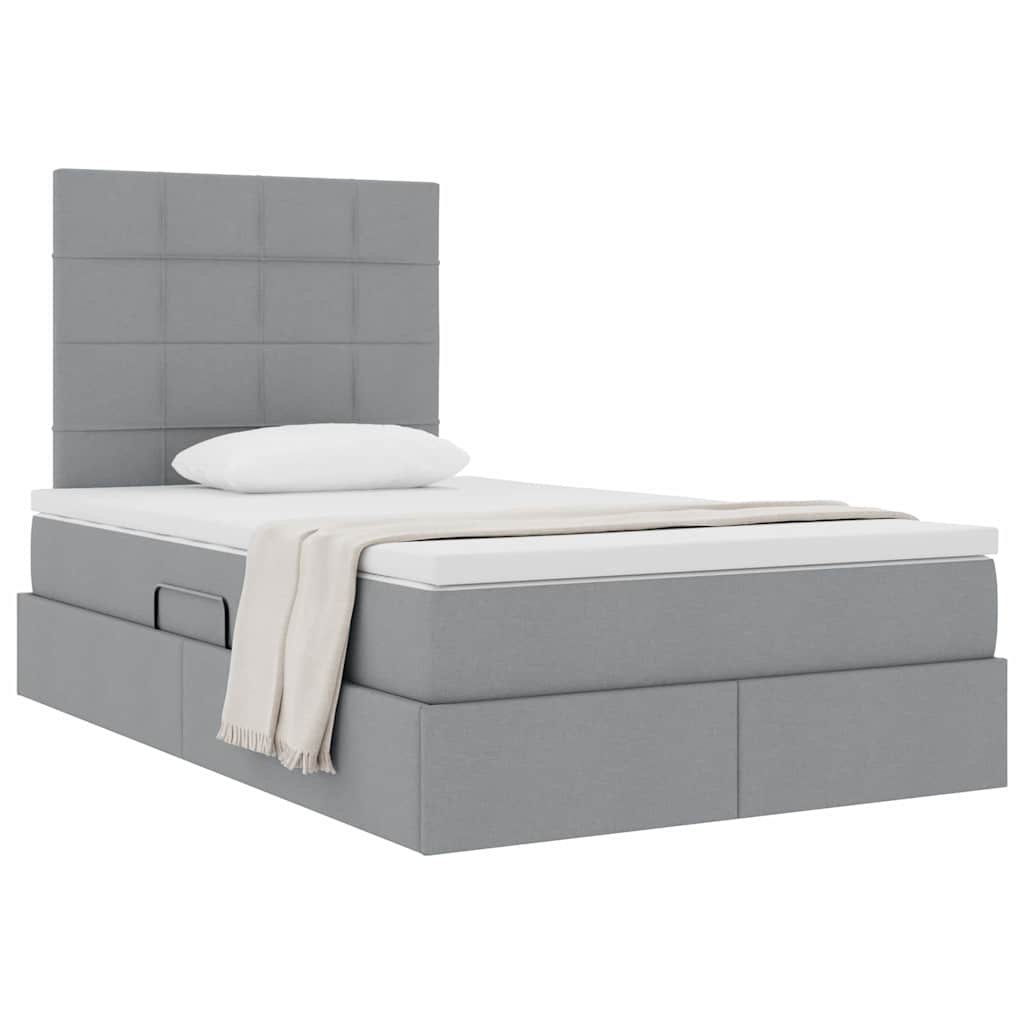 Lit avec rangement et matelas Gris clair 120 x 200 cm Polyester - XIOS