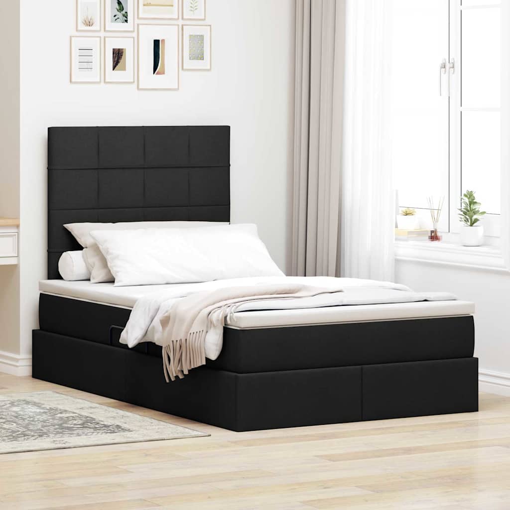 Lit avec rangement et matelas Noir 120 x 200 cm Polyester - XIOS