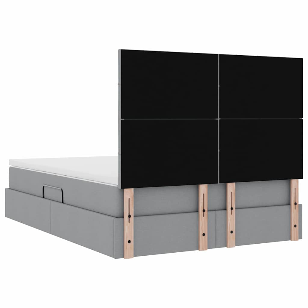 Lit avec rangement et matelas Gris clair 140 x 190 cm Polyester - XIOS