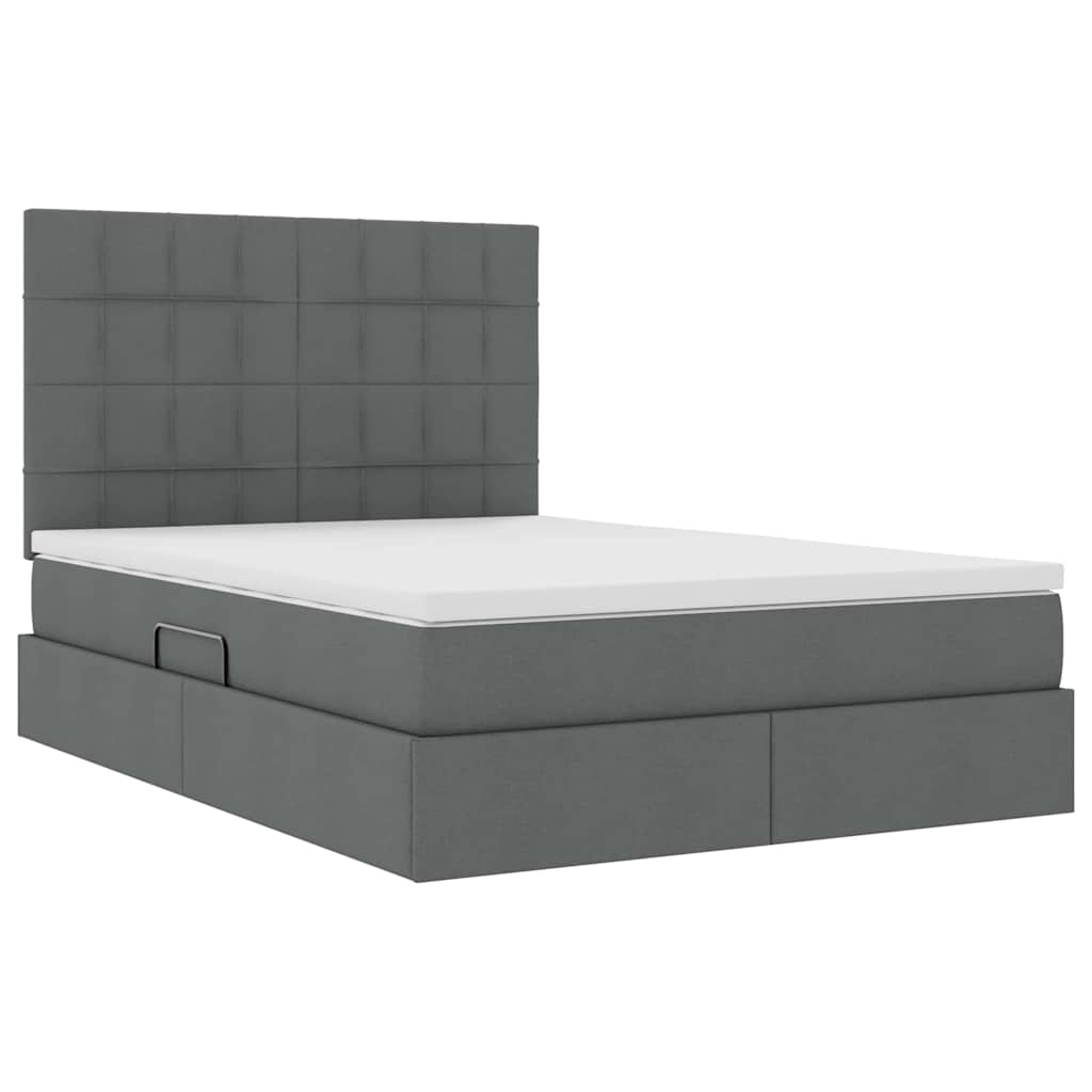 Lit avec rangement et matelas Gris foncé 140 x 200 cm Polyester - XIOS