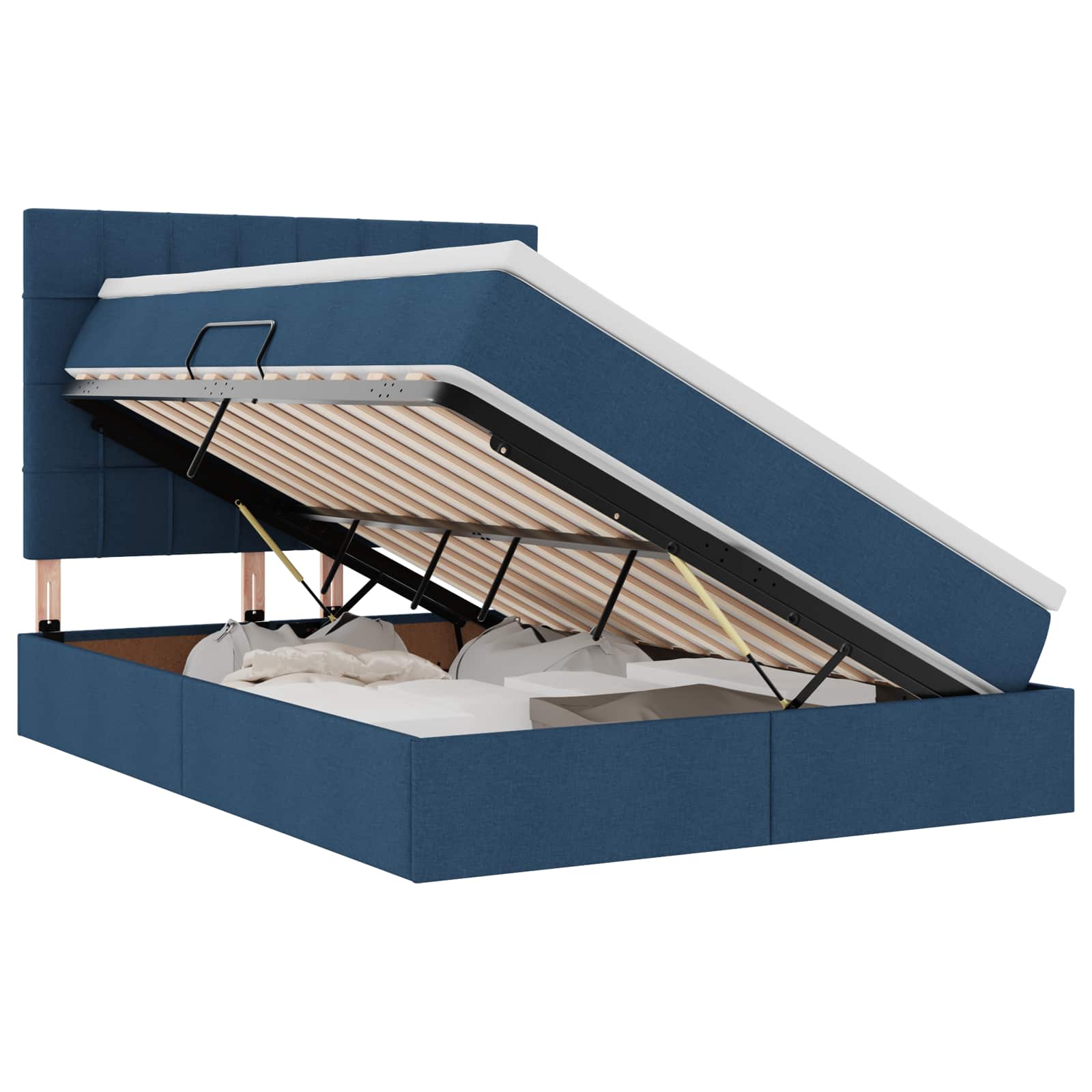 Lit avec rangement et matelas Bleu 140 x 200 cm Polyester - XIOS