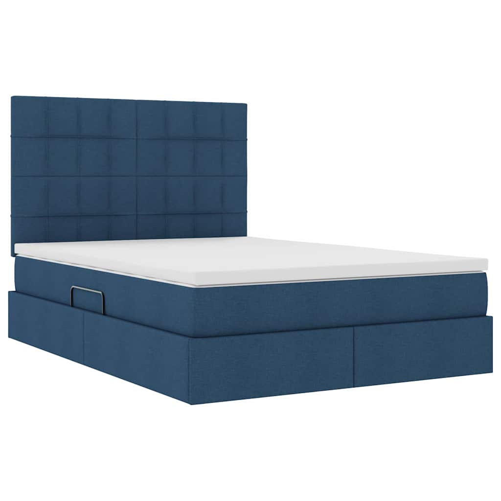 Lit avec rangement et matelas Bleu 140 x 200 cm Polyester - XIOS