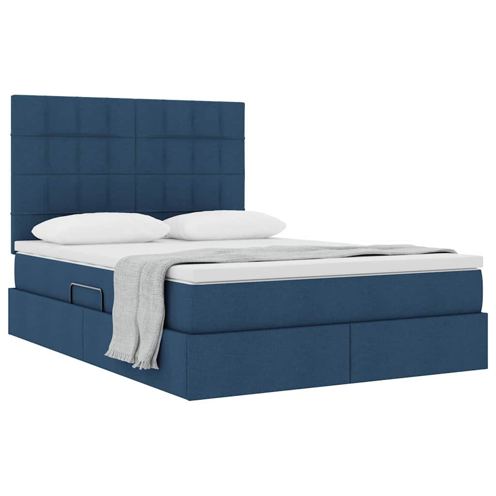 Lit avec rangement et matelas Bleu 140 x 200 cm Polyester - XIOS
