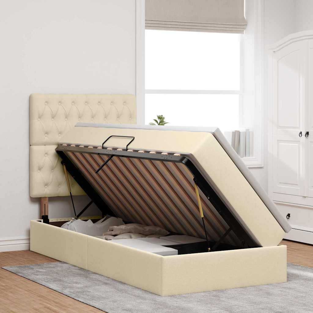 Lit avec rangement et matelas Crème 90 x 190 cm Polyester - XIOS