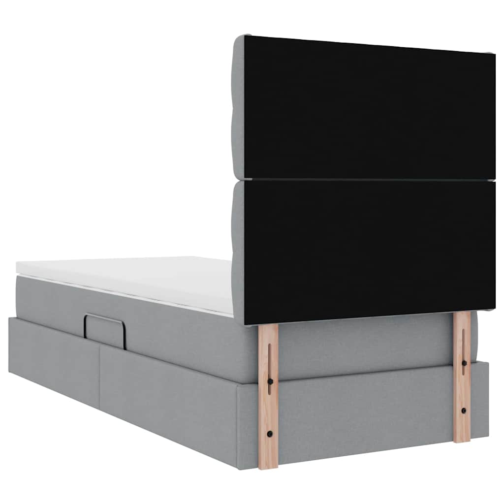 Lit avec rangement et matelas Gris clair 90 x 200 cm Polyester - XIOS