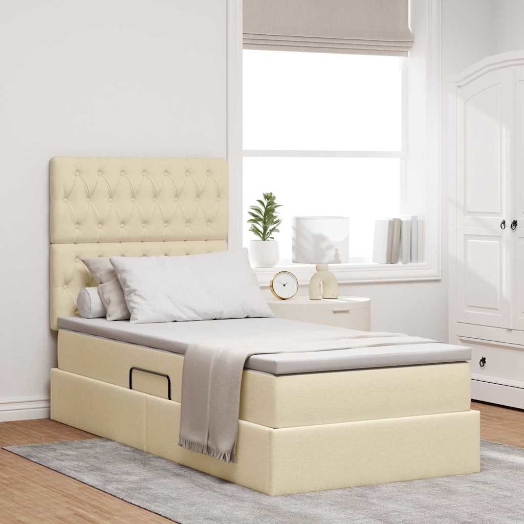 Lit avec rangement et matelas Crème 90 x 200 cm Polyester - XIOS