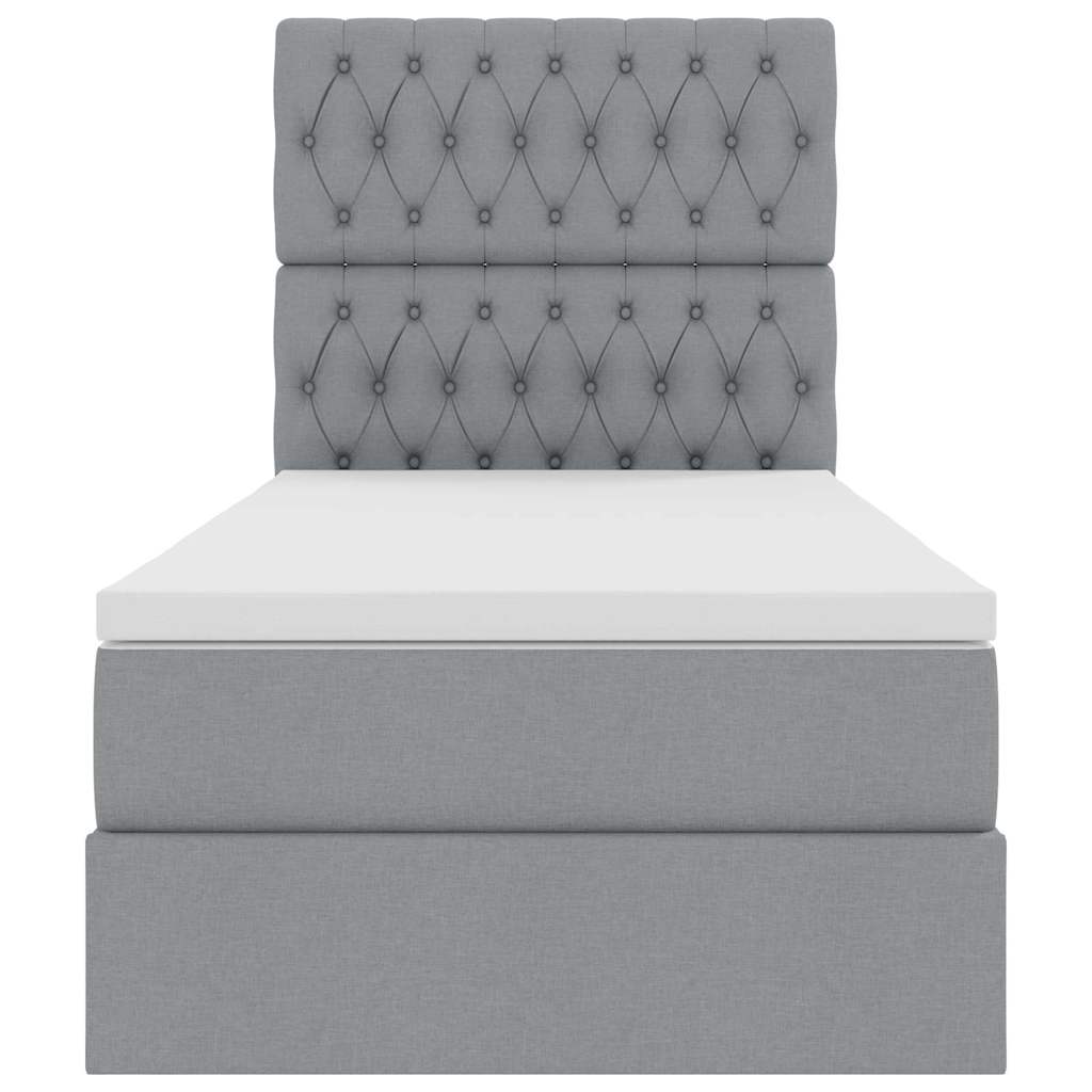Lit avec rangement et matelas Gris clair 100 x 200 cm Polyester - XIOS