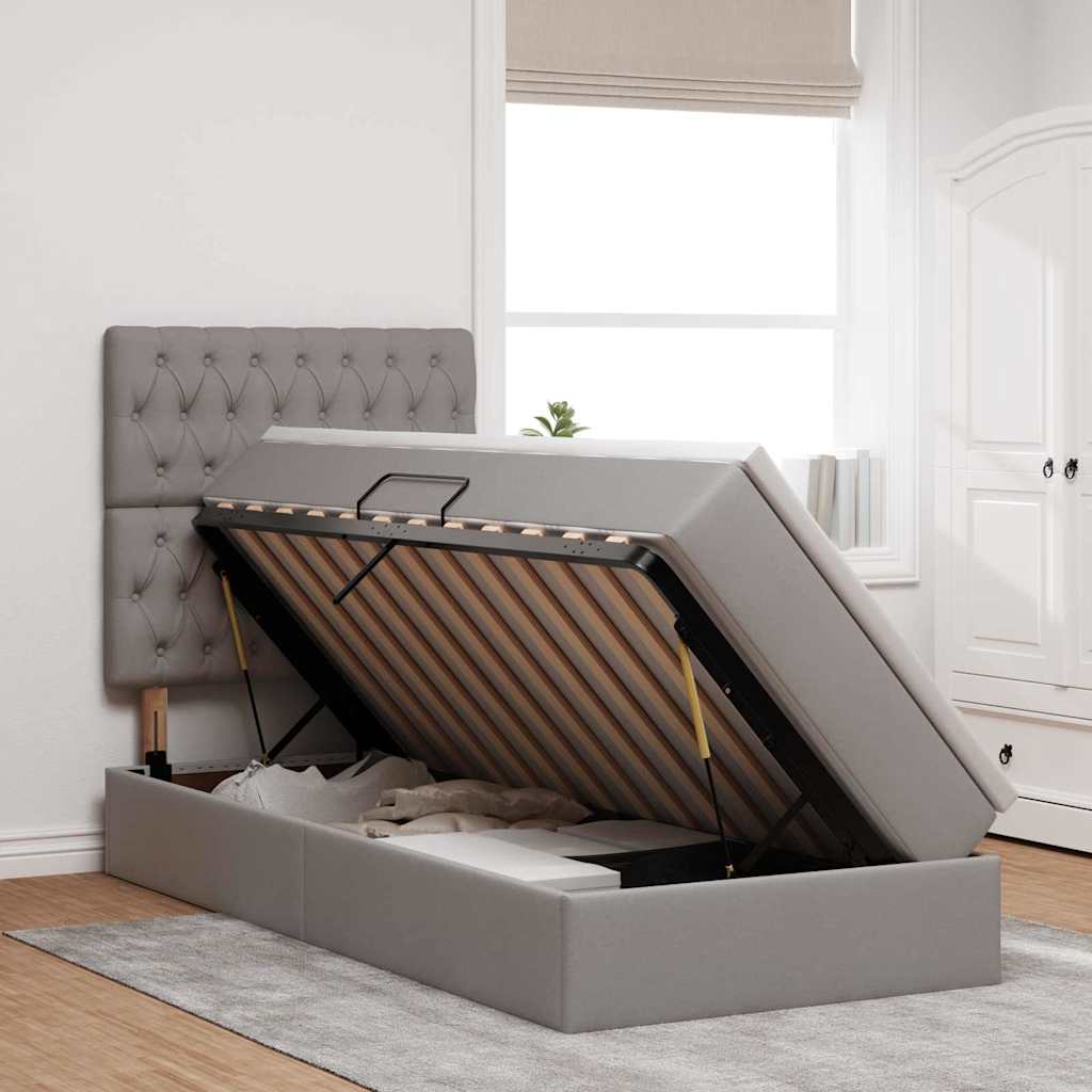Lit avec rangement et matelas Taupe 100 x 200 cm Polyester - XIOS