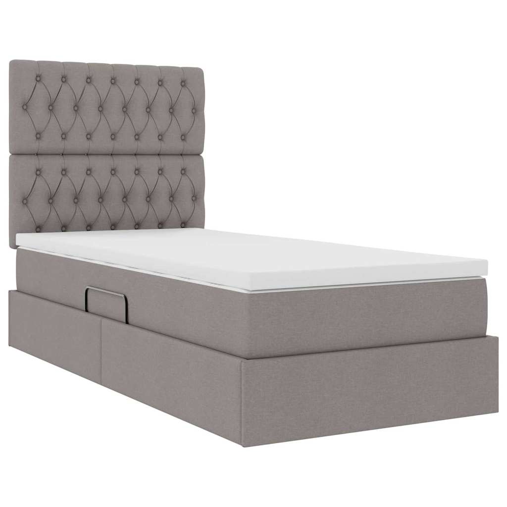 Lit avec rangement et matelas Taupe 100 x 200 cm Polyester - XIOS