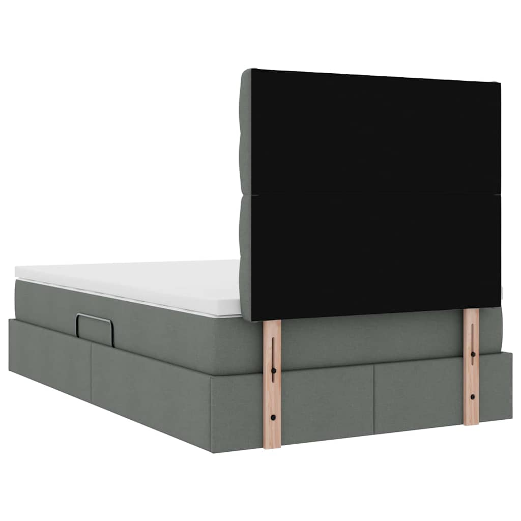 Lit avec rangement et matelas Gris foncé 120 x 190 cm tissu - XIOS
