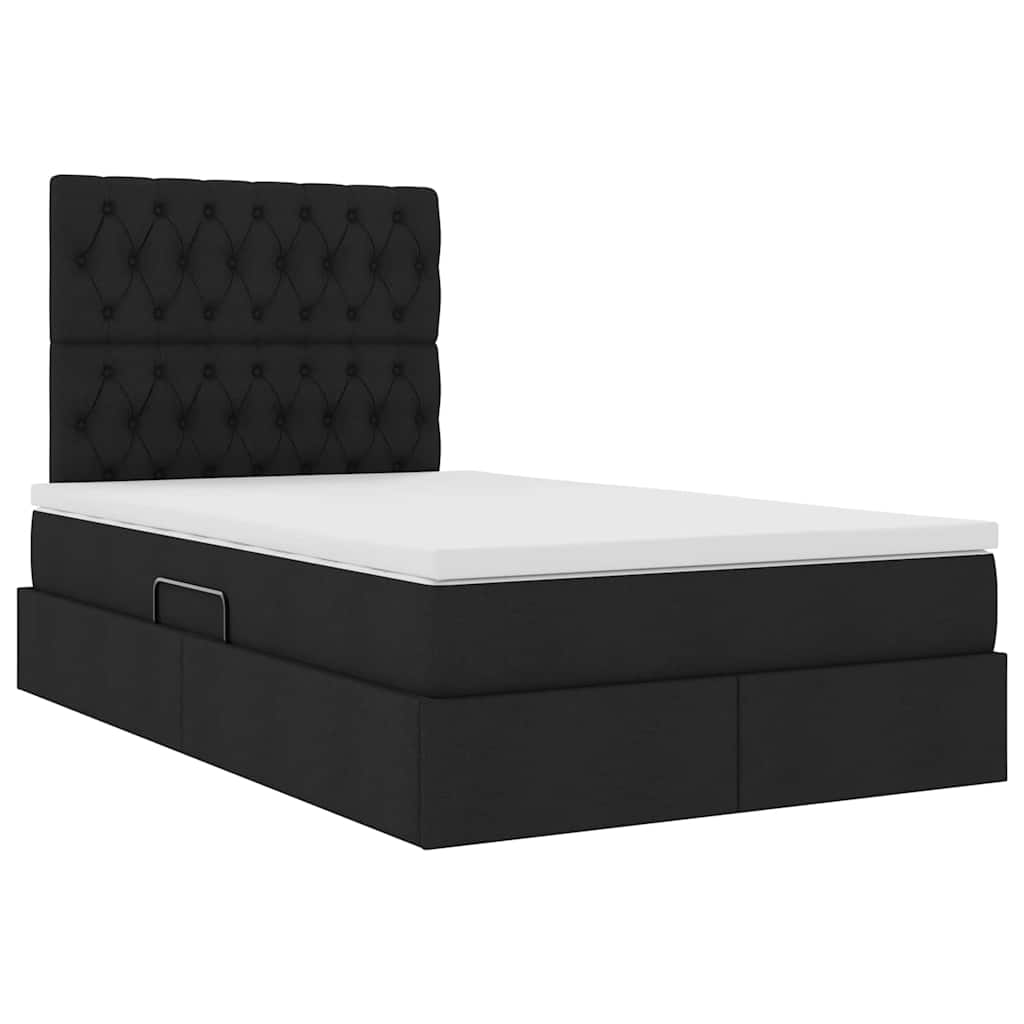 Lit avec rangement et matelas Noir 120 x 200 cm Polyester - XIOS