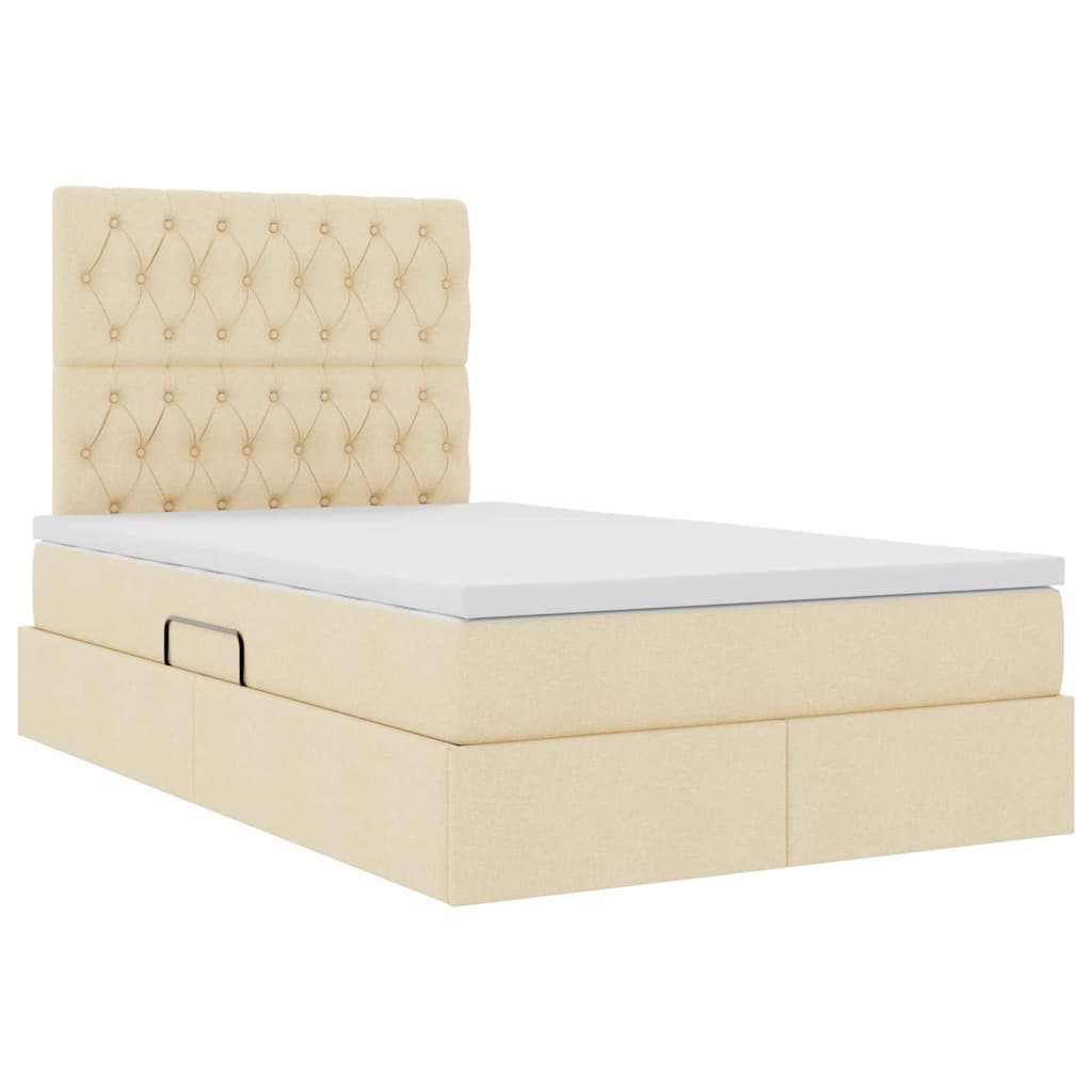 Lit avec rangement et matelas Crème 120 x 200 cm Polyester - XIOS