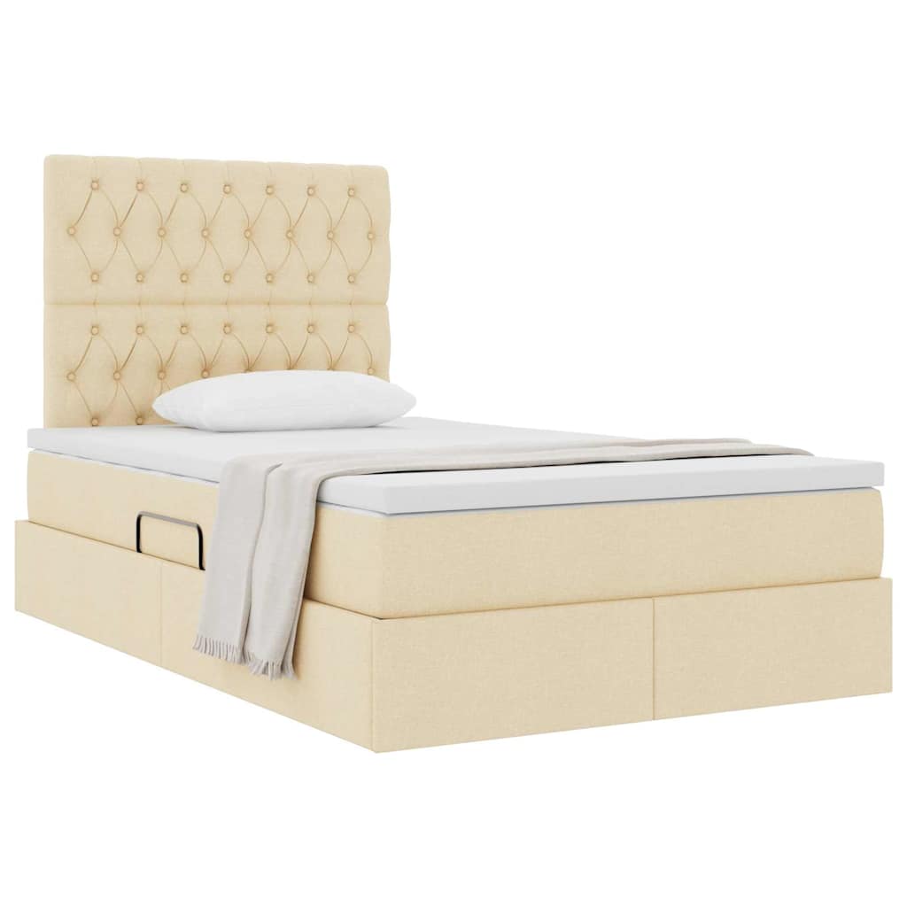 Lit avec rangement et matelas Crème 120 x 200 cm Polyester - XIOS