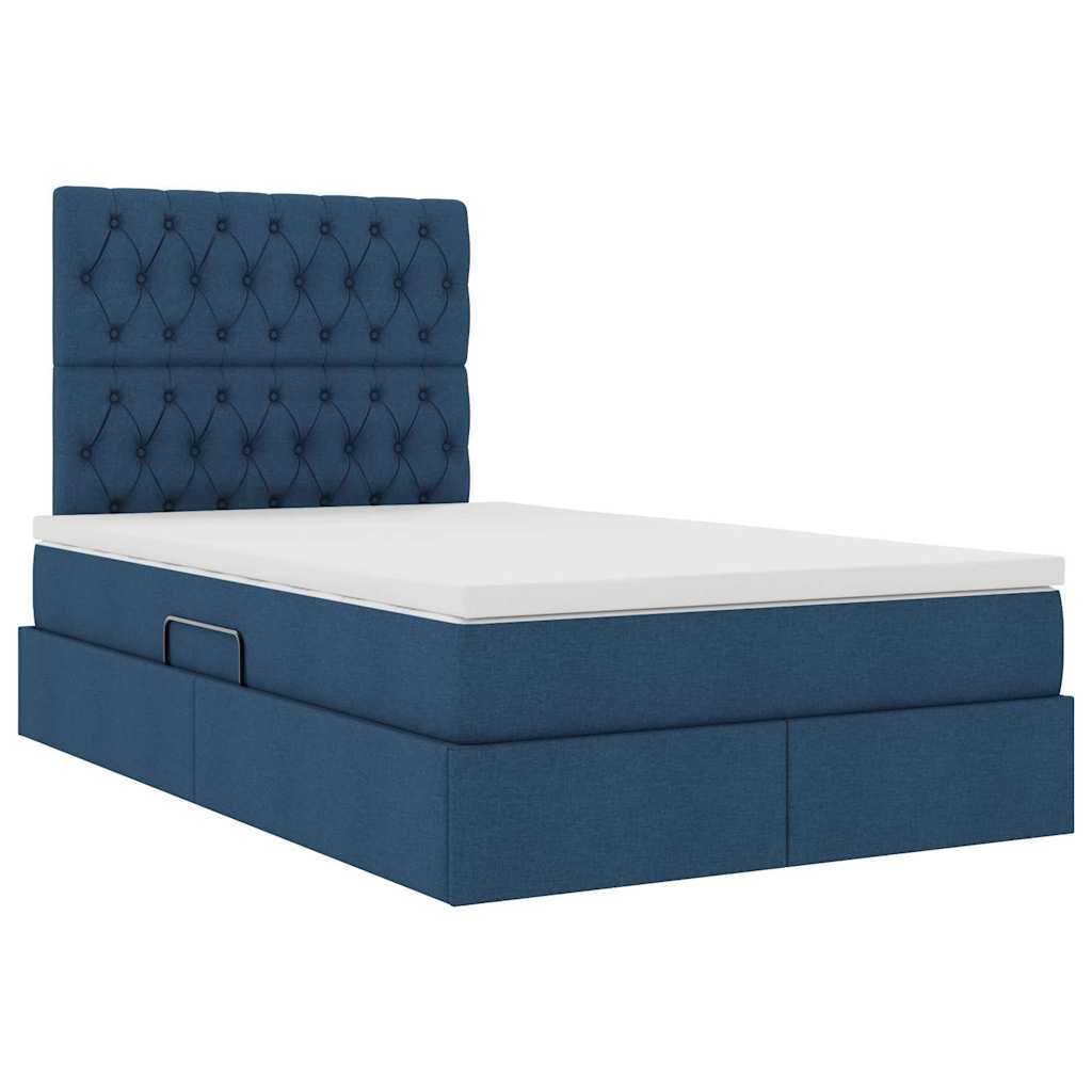 Lit avec rangement et matelas Bleu 120 x 200 cm Polyester - XIOS