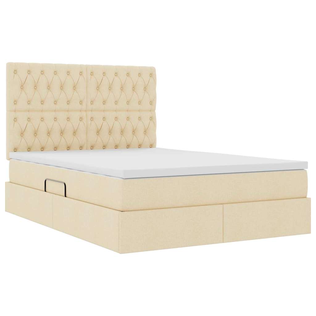 Lit avec rangement et matelas Crème 140 x 190 cm Polyester - XIOS