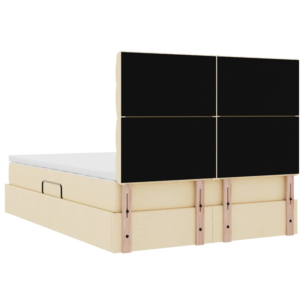 Lit avec rangement et matelas Crème 140 x 190 cm Polyester - XIOS