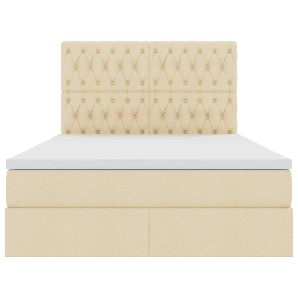 Lit avec rangement et matelas Crème 140 x 190 cm Polyester - XIOS