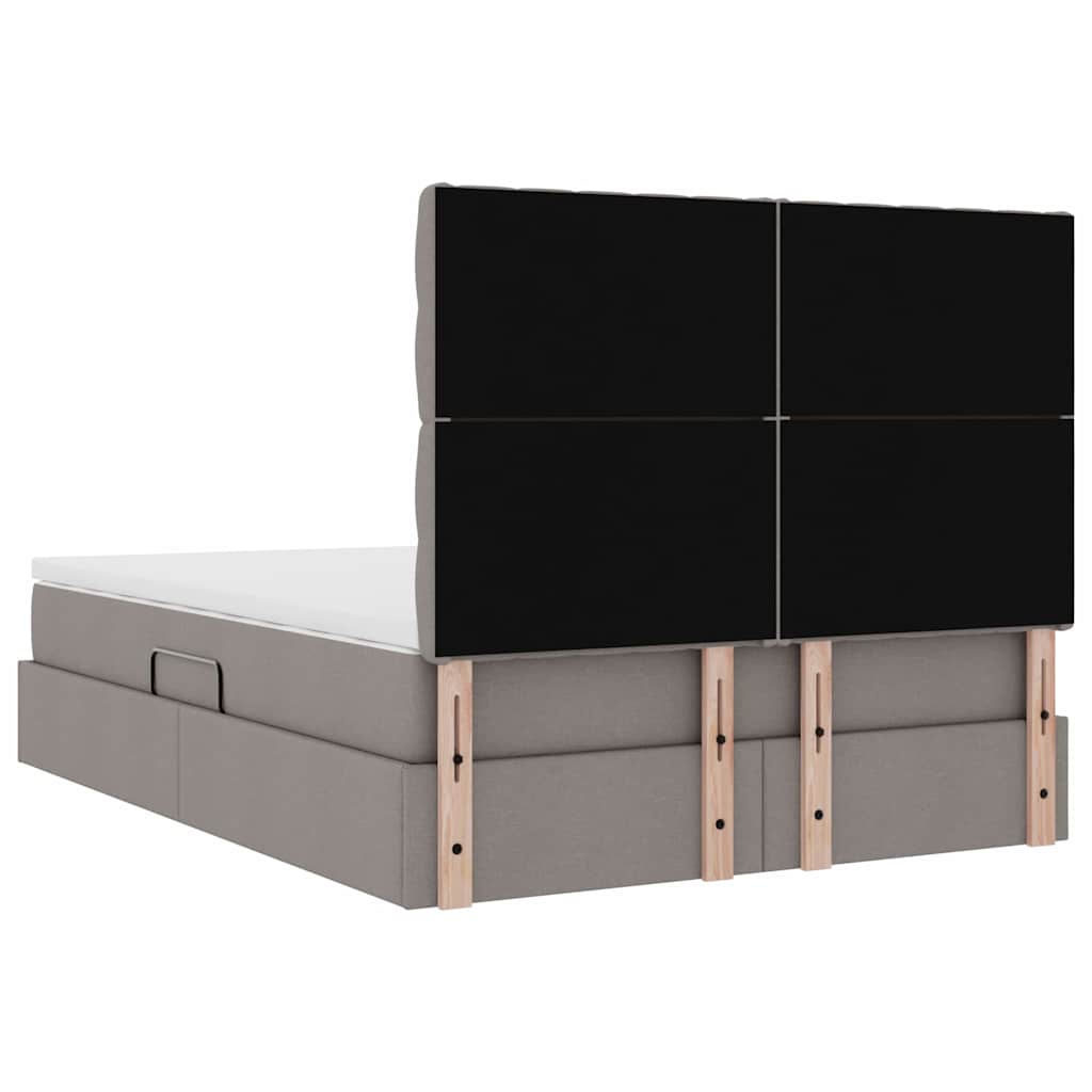 Lit avec rangement et matelas Taupe 140 x 200 cm Polyester - XIOS
