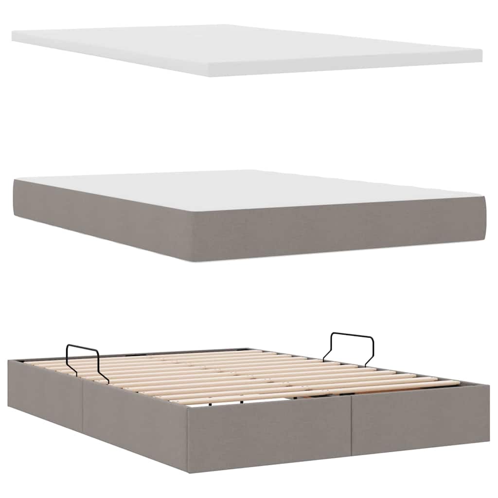Lit avec rangement et matelas Taupe 140 x 200 cm Polyester - XIOS