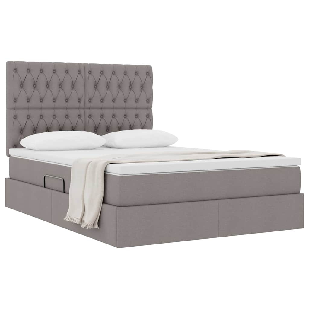 Lit avec rangement et matelas Taupe 140 x 200 cm Polyester - XIOS