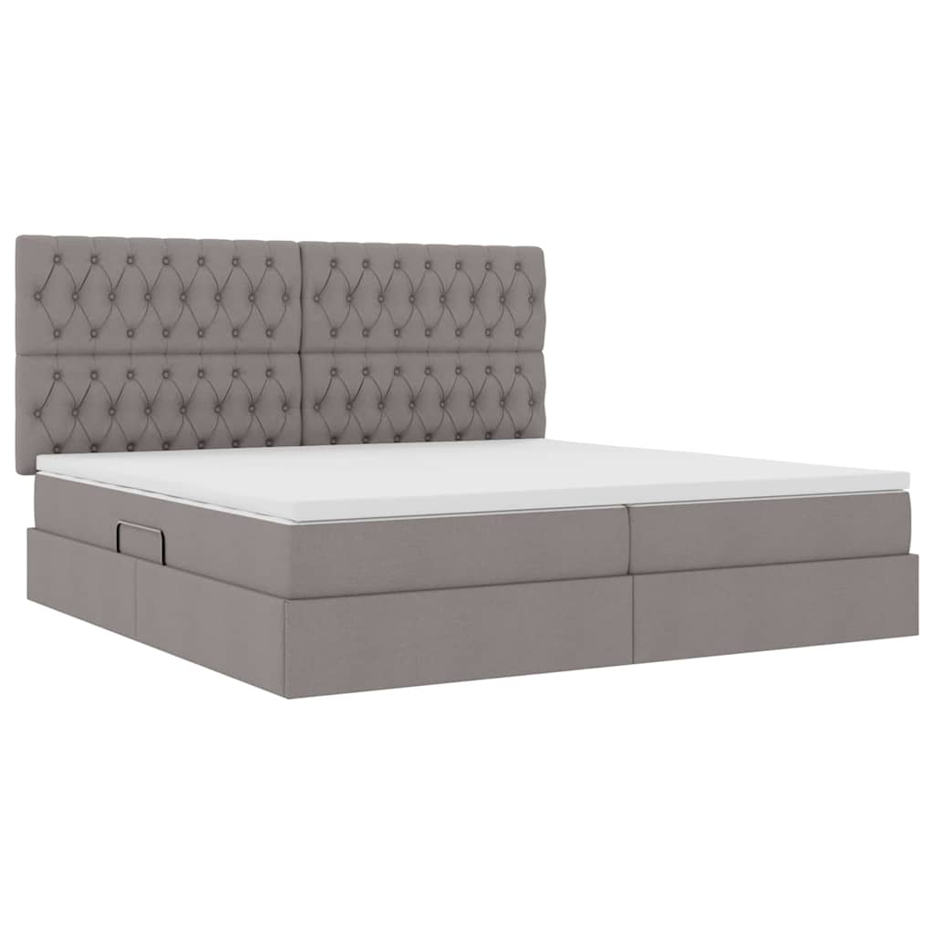 Lit avec rangement et matelas Taupe 200 x 200 cm Polyester - XIOS