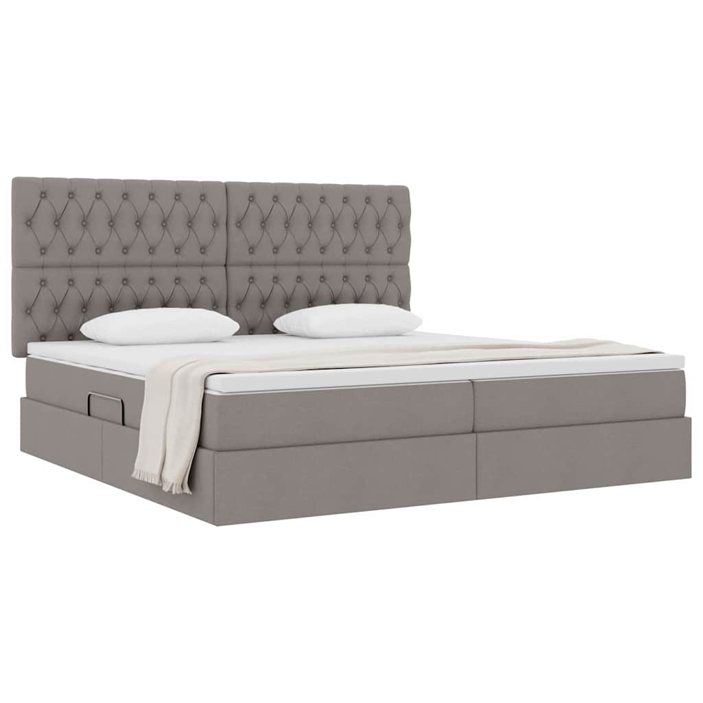 Lit avec rangement et matelas Taupe 200 x 200 cm Polyester - XIOS