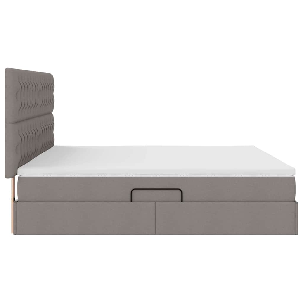 Lit avec rangement et matelas Taupe 200 x 200 cm Polyester - XIOS