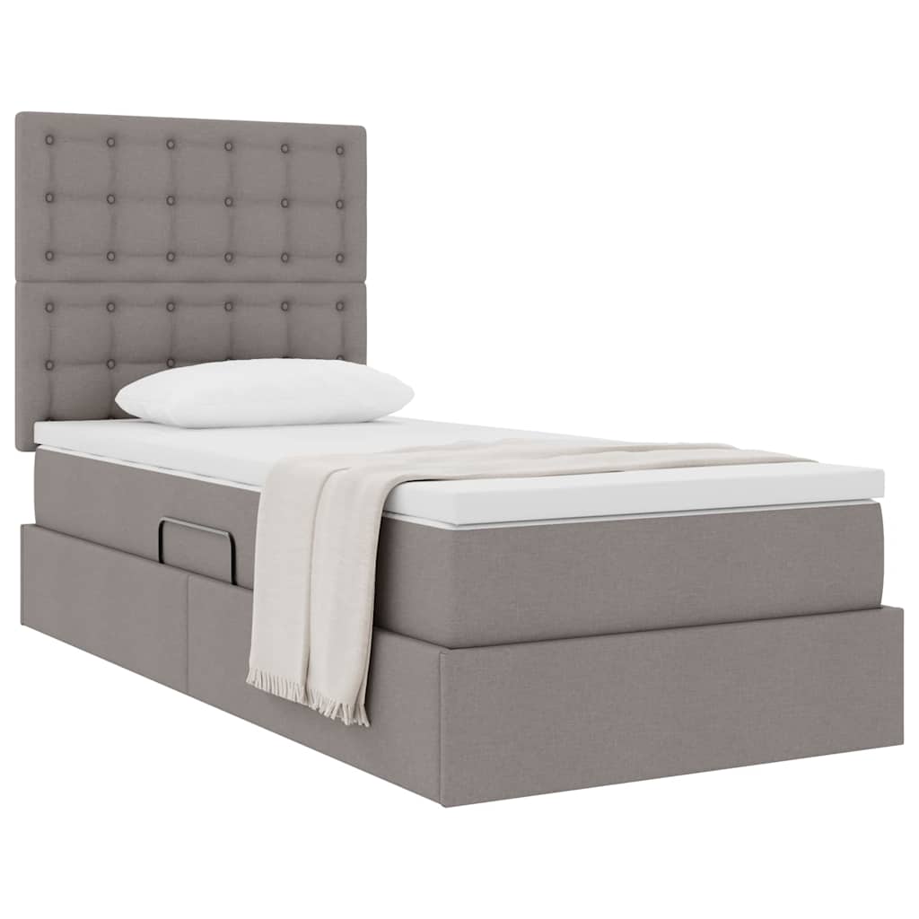 Lit avec rangement et matelas Taupe 90 x 200 cm Polyester - XIOS