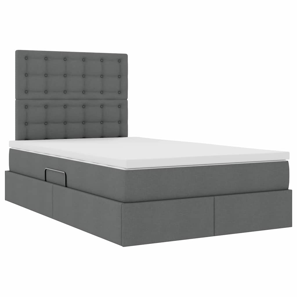 Lit avec rangement et matelas Gris foncé 120 x 190 cm tissu - XIOS