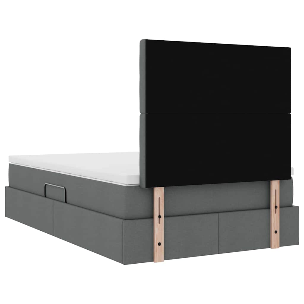 Lit avec rangement et matelas Gris foncé 120 x 190 cm tissu - XIOS