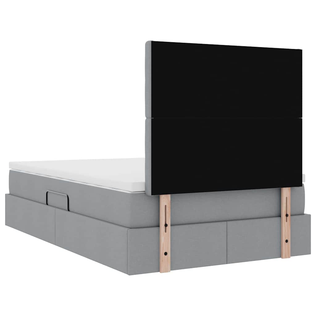 Lit avec rangement et matelas Gris clair 120 x 200 cm Polyester - XIOS