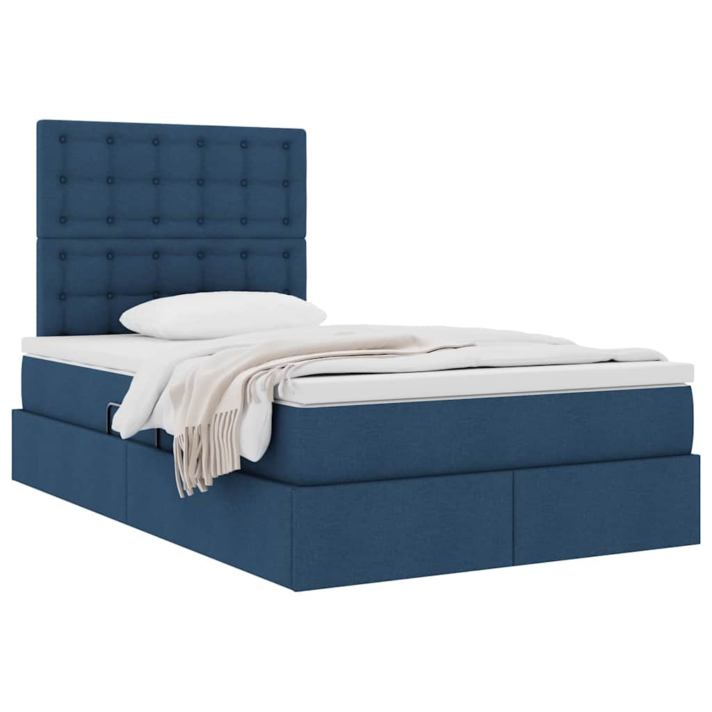 Lit avec rangement et matelas Bleu 120 x 200 cm Polyester - XIOS