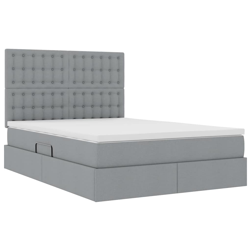 Lit avec rangement et matelas Gris clair 140 x 190 cm Polyester - XIOS