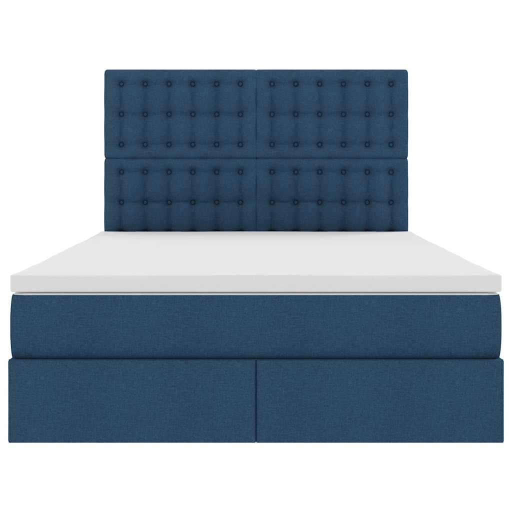 Lit avec rangement et matelas Bleu 140 x 190 cm Polyester - XIOS