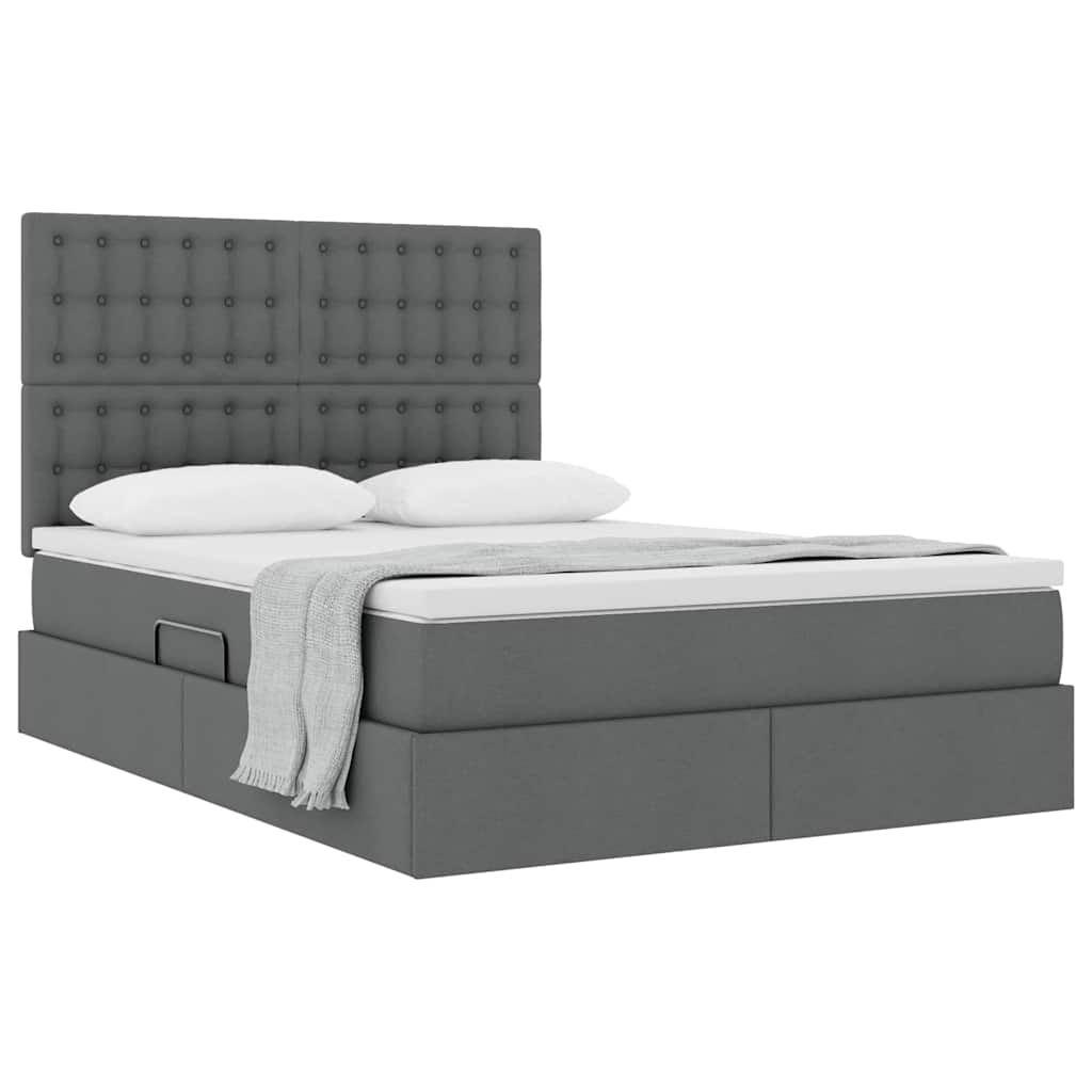 Lit avec rangement et matelas Gris foncé 140 x 200 cm Polyester - XIOS