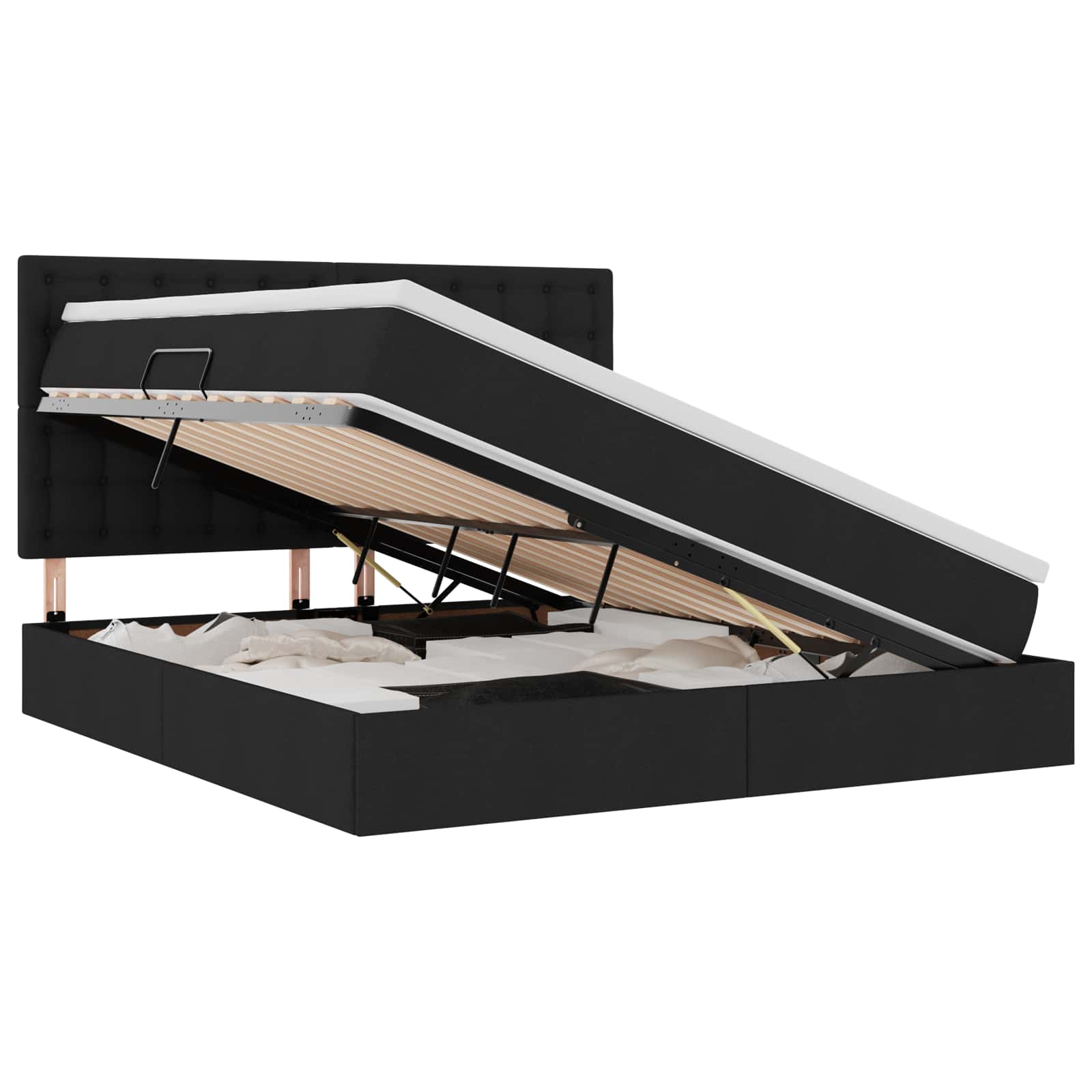 Lit avec rangement et matelas Noir 160 x 200 cm Polyester - XIOS