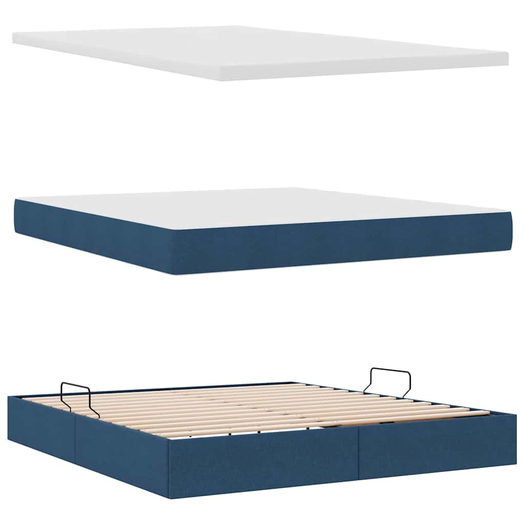 Lit avec rangement et matelas Bleu 160 x 200 cm Polyester - XIOS