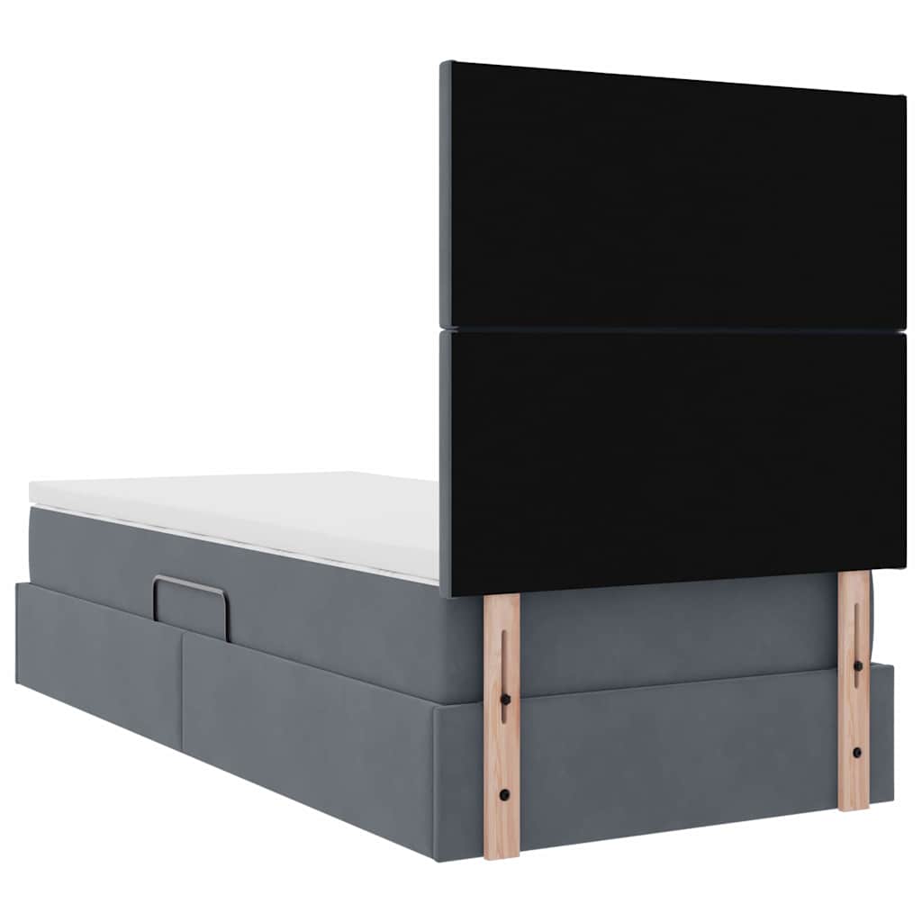Lit avec rangement et matelas Gris foncé 90 x 200 cm Velours - XIOS