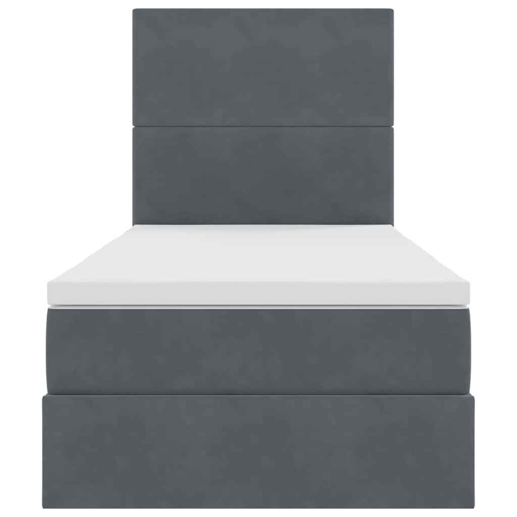 Lit avec rangement et matelas Gris foncé 90 x 200 cm Velours - XIOS