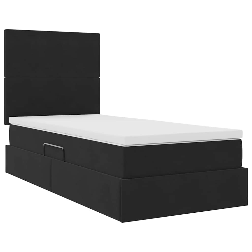 Lit avec rangement et matelas Noir 90 x 200 cm Velours