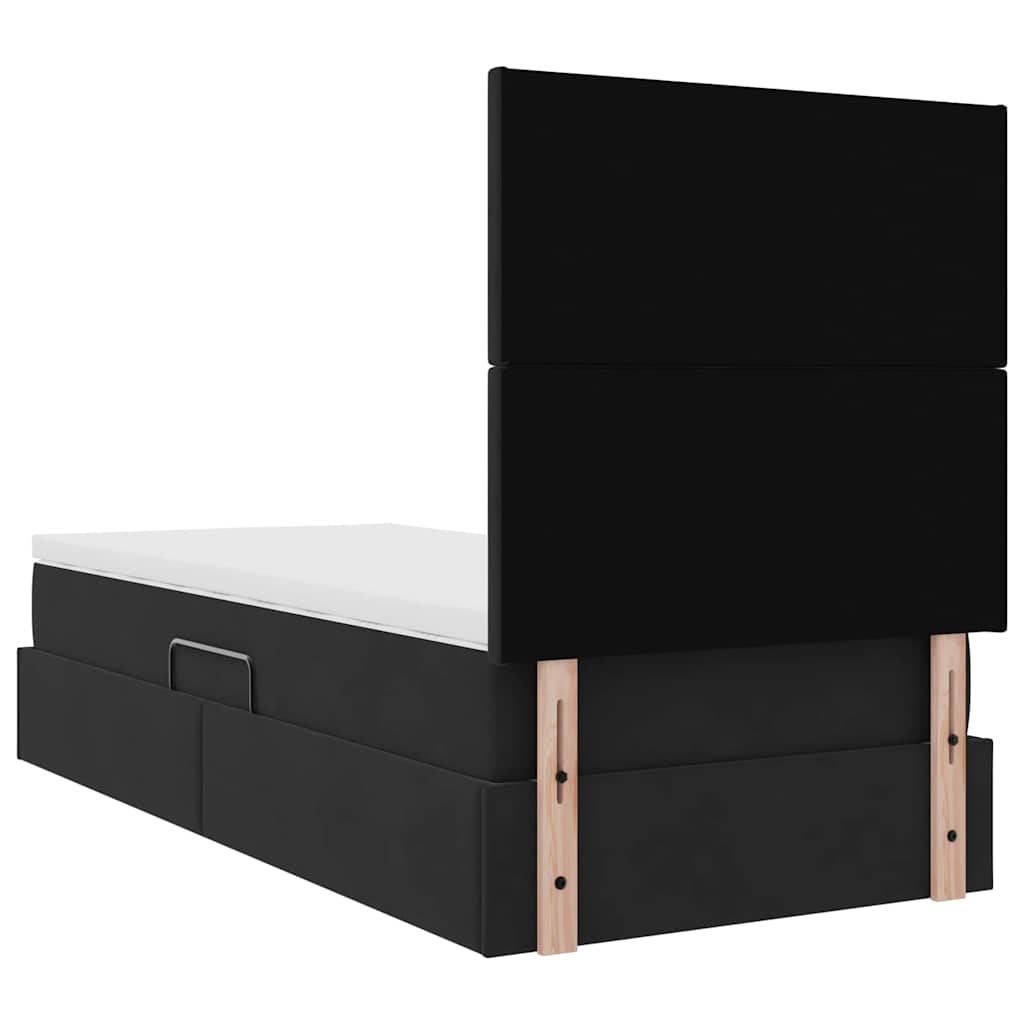 Lit avec rangement et matelas Noir 90 x 200 cm Velours