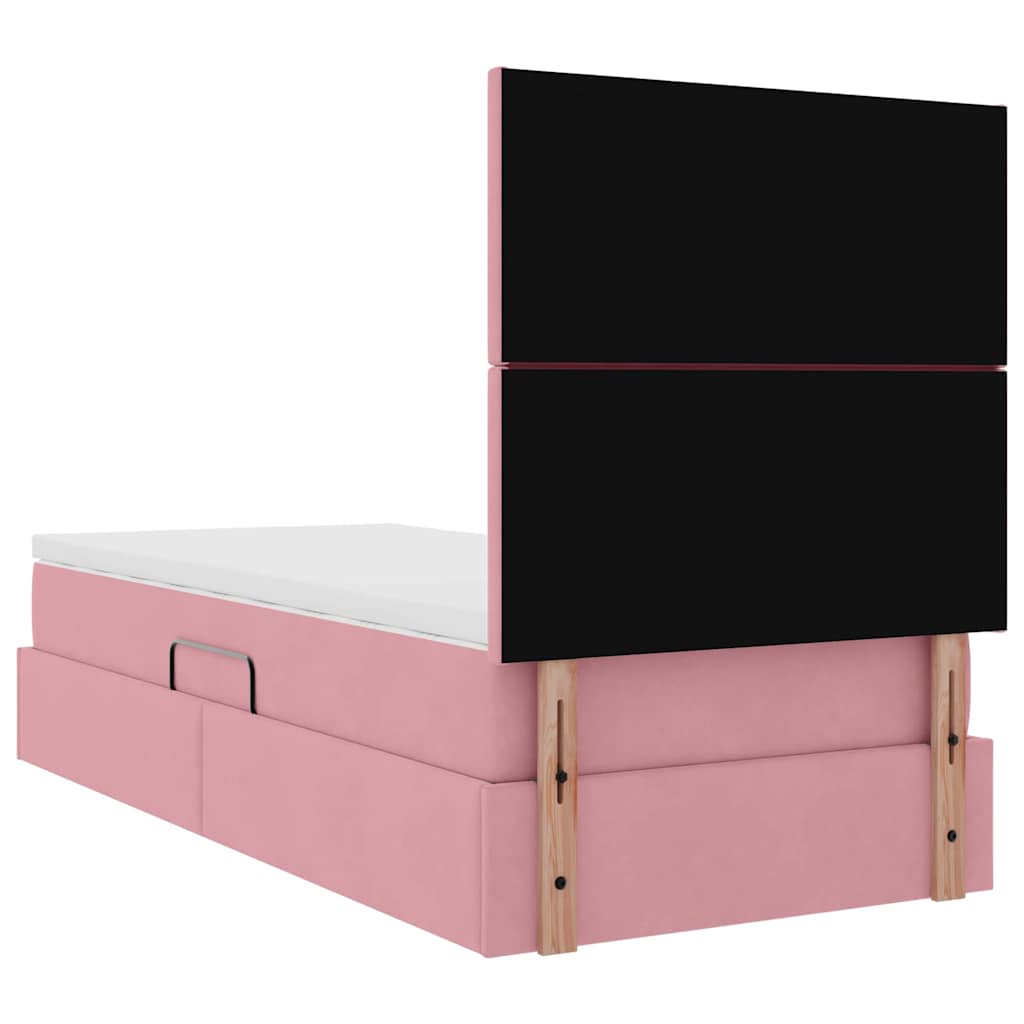 Lit avec rangement et matelas Rose 90 x 200 cm Velours - XIOS