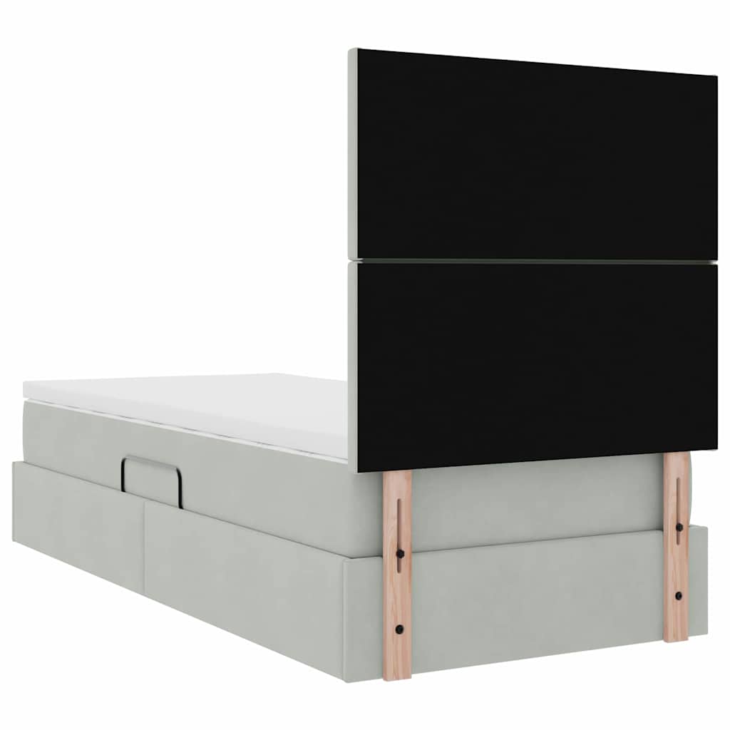 Lit avec rangement et matelas Gris clair 100 x 200 cm Velours - XIOS