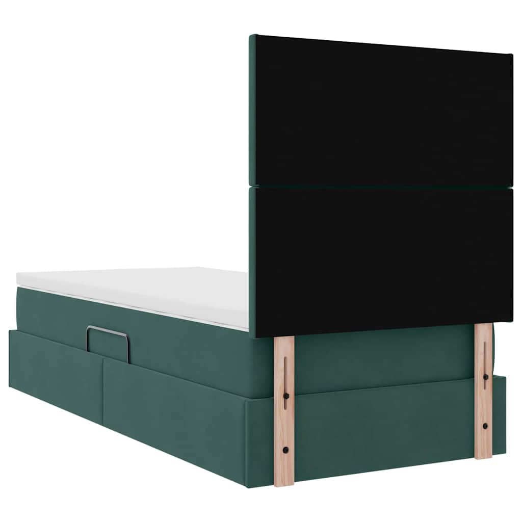 Lit avec rangement et matelas Vert foncé 100 x 200 cm Velours - XIOS