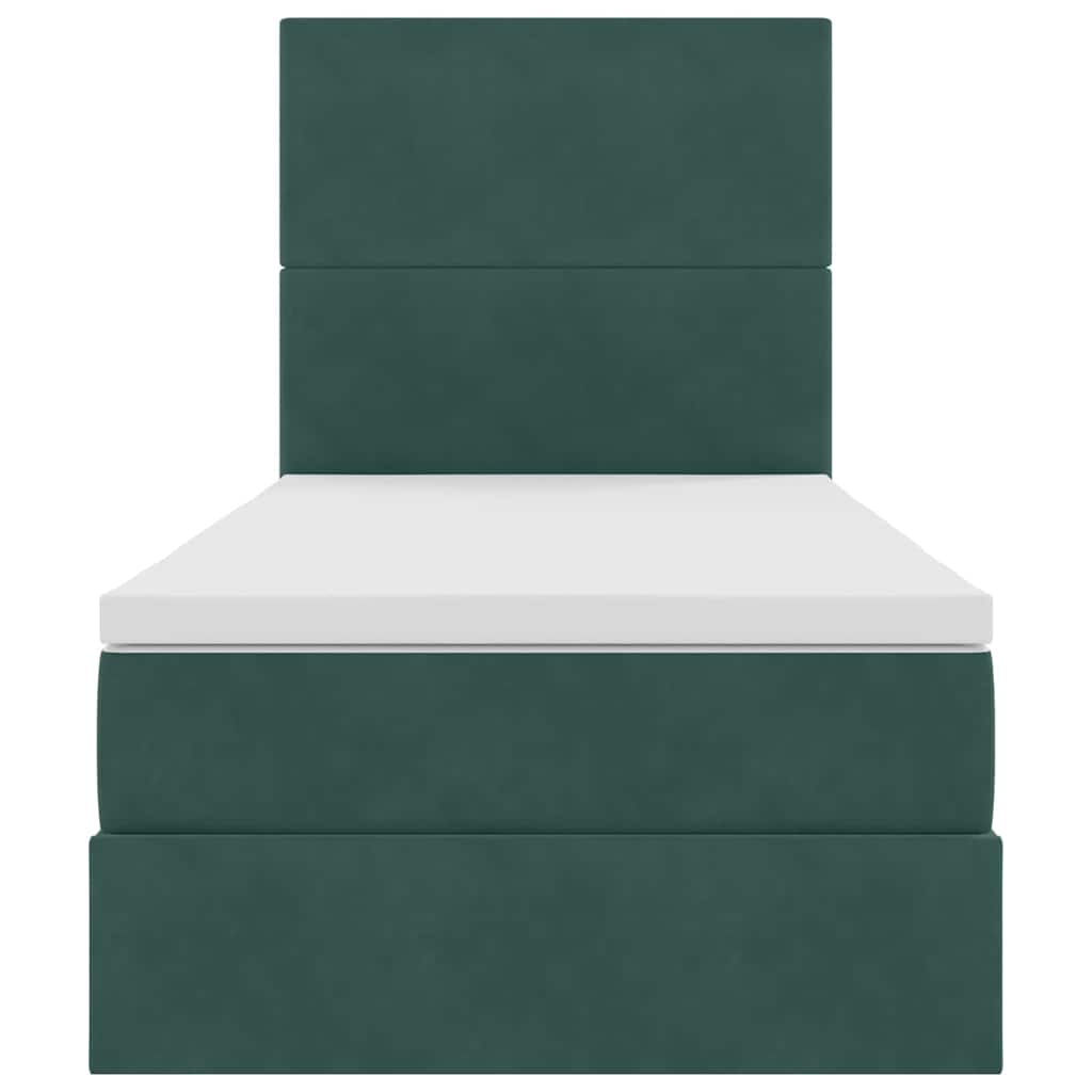 Lit avec rangement et matelas Vert foncé 100 x 200 cm Velours - XIOS