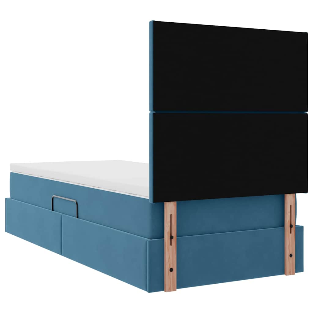 Lit avec rangement et matelas Bleu foncé 100 x 200 cm Velours - XIOS