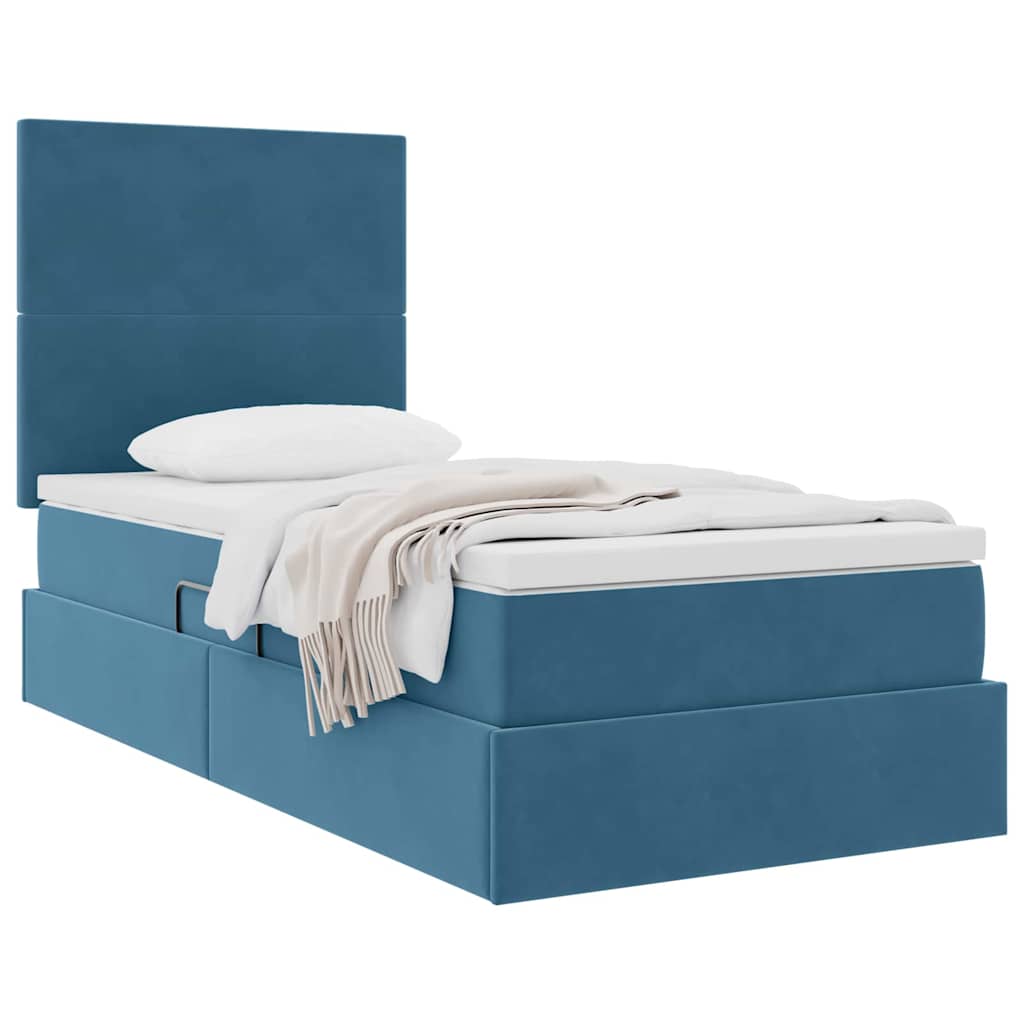 Lit avec rangement et matelas Bleu foncé 100 x 200 cm Velours - XIOS