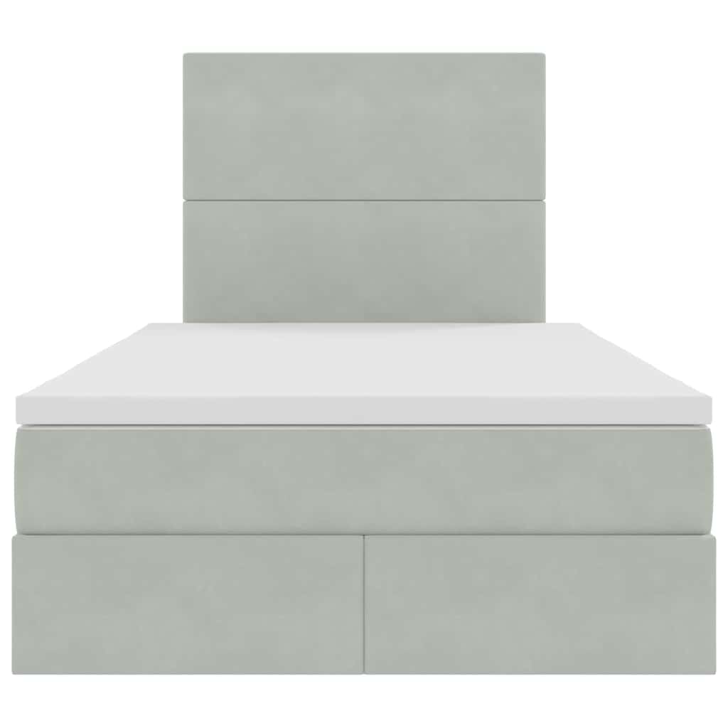 Lit avec rangement et matelas Gris clair 120 x 190 cm Velours - XIOS