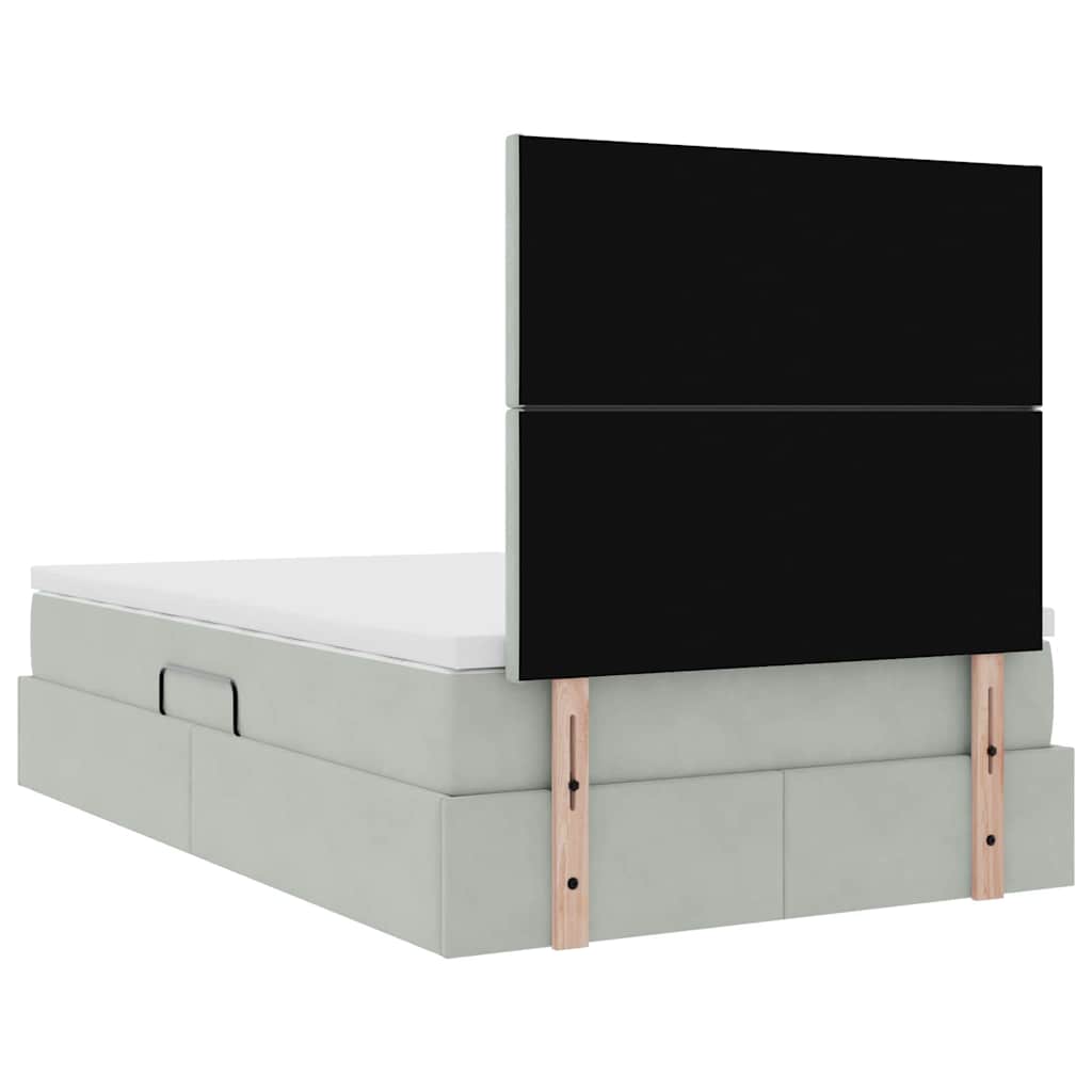 Lit avec rangement et matelas Gris clair 120 x 200 cm Velours - XIOS